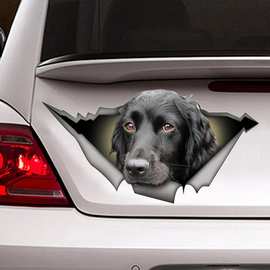 黑色可卡犬汽车贴纸撕裂金属贴纸反光贴纸防水汽车造型狗贴纸