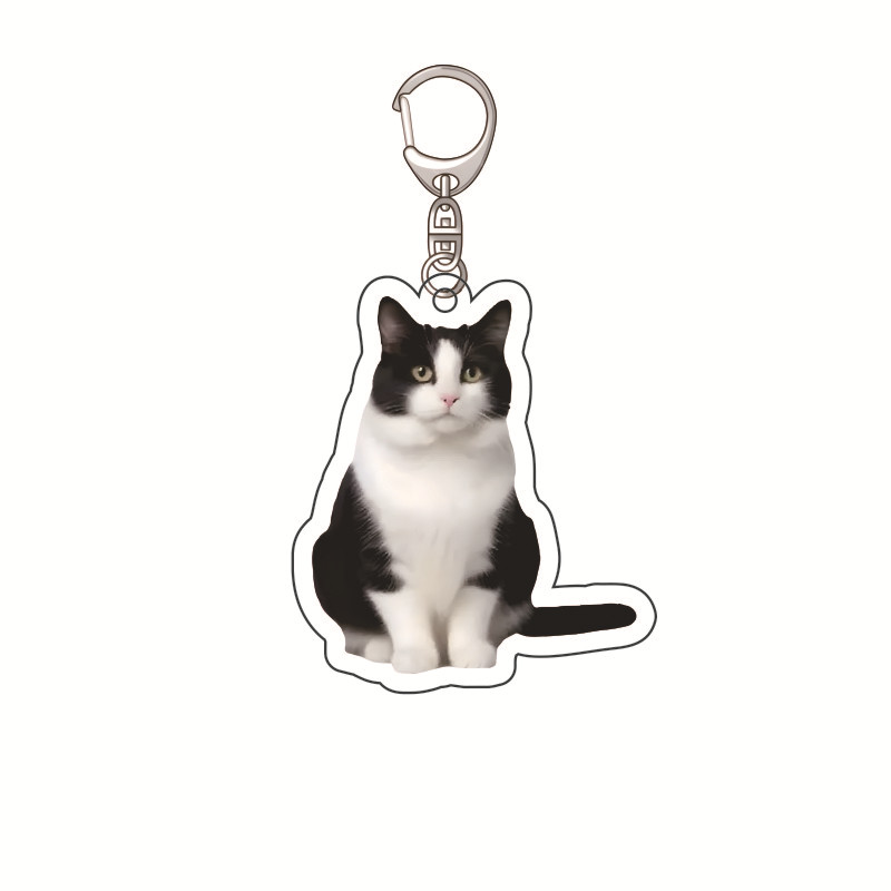 Plátano gato feliz gato acrílico llavero comida gato gato cabeza emoji paquete llavero divertido