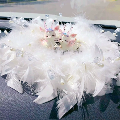 Car ornaments, Women, Aromatherapy - 2-deer-crystal-bead-round-anti-slip-mat