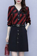 连衣裙女2025秋冬季新款时尚流行气质小个子拼接假两件a字裙子潮