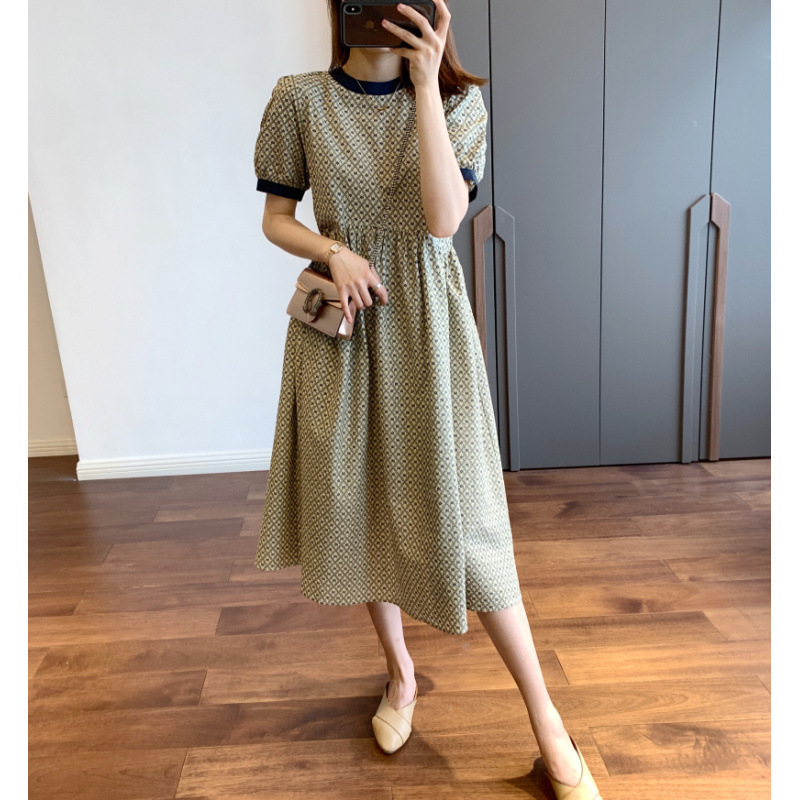 2026 Floral Dress for Women, Summer Hot-Selling Style, High-End Feel, Slimming and Elegant, Plaid Niche Design, First Love Long Dress