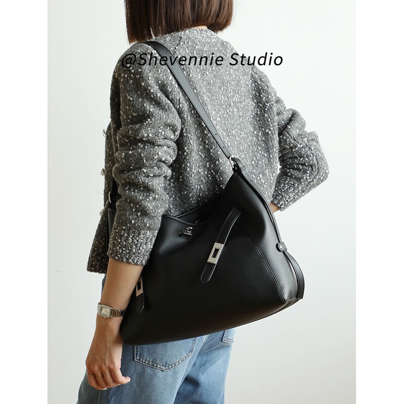 Genuine Leather Tote Bag, Textured Platinum Bag, Single-Shoulder Kelly Bag, Large Bag, Crossbody Bag, Versatile Commuter Bag for Women, Large Capacity