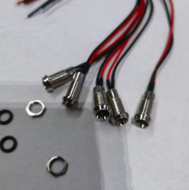 开孔8MM金属防水指示灯 LED发光二极管3V6V12V24V带线20CM信号灯