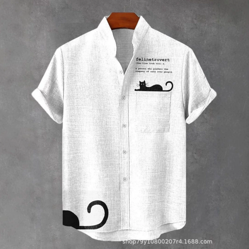 Новая европейская и американская внешняя торговля, трансграничная 3D цифровая печать, свободная модная рубашка-кардиган с короткими рукавами и воротником-стойкой, оптовая продажа