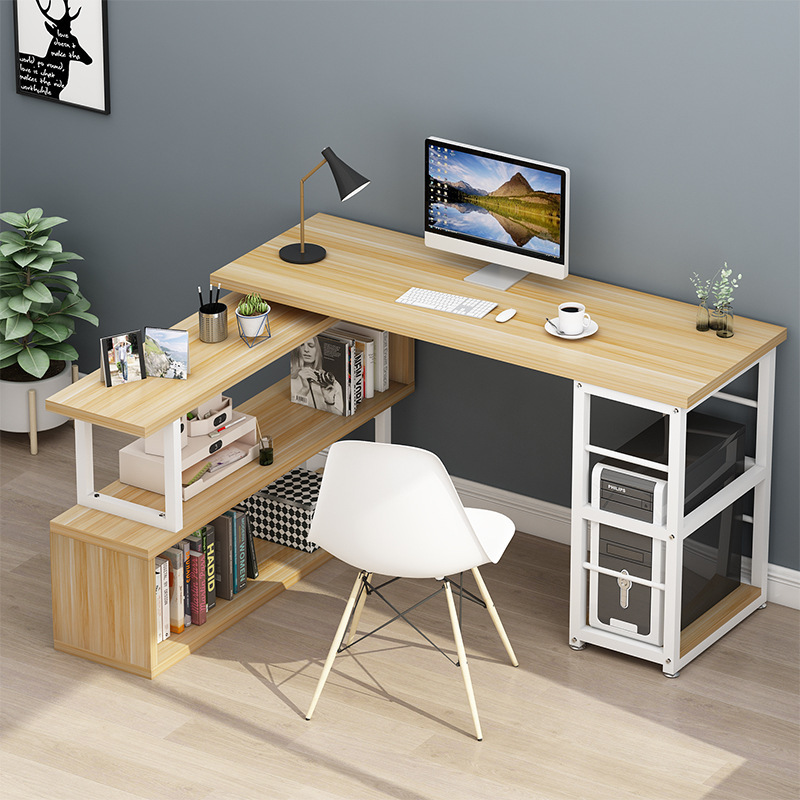 Desktop Corner Integrated Desk Computer Desk Cabinet Lacquered Bookshelf Combination Office Desk Double-Person Storage Desktop Computer