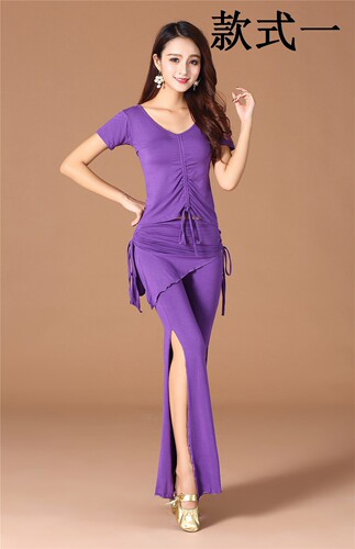 New spring and summer belly dance suit plus size dance practice clothes pants with drawstring tops