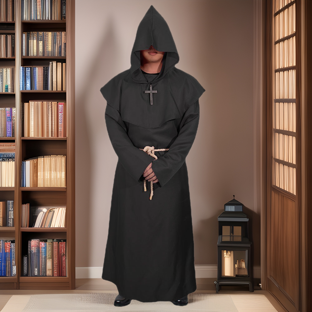 漫友社ハロウィーンcos服装中世修道士衿僧侶服呪術師服牧師cos服ストールセット