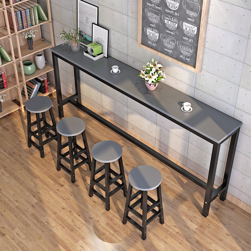 Bar Table for Home Use Against the Wall, Milk Tea Shop Table and Chair Set, Long High Bar Table, Commercial Bar Table, Narrow Bar Table