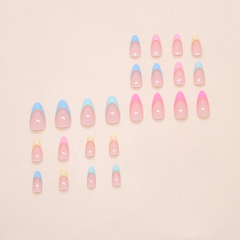 外贸彩虹法式多巴胺糖果欧美ins风可拆卸美甲24片press on nails|undefined