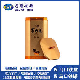 新款红茶绿茶马口铁罐100克装茶叶铁罐制罐厂塑料提手八角罐定制