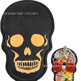 跨境木质骷髅托盘万圣节派对装饰南瓜盘竹制水果熟食盘奶酪板家用