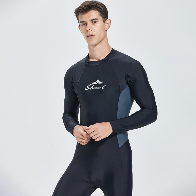 Men's Tight Swimsuit Long-sleeved Sunscreen Quick-drying High-elastic Breathable Chest-free Travel Holiday Swimsuit