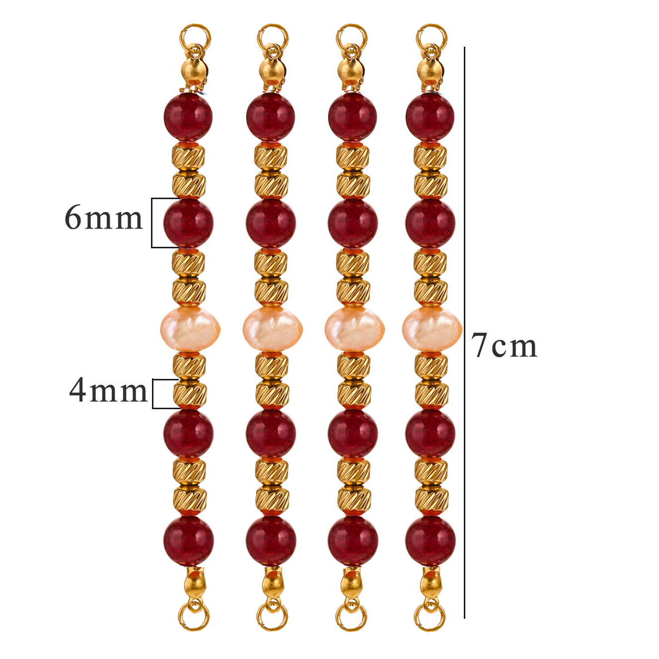 Perlas de piedra natural con cuentas de bricolaje de acero inoxidable, joyería al por mayor de color retro de nicho europeo y americano, colgante de doble orificio