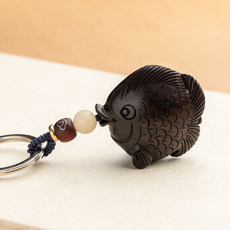 Distinctive Ebony Lin Jing Simple Pendant Women's Car Keychain Year after Year Small Fish Handmade Original Male Hanging Decoration Distinctive Ebony Lin Jing Simple Pendant Women's Car Keychain Year after Year Small Fish Handmade Original Male Hanging Decoration