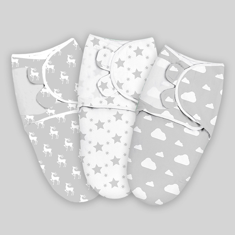 Cross-border Monopoly 3-piece Cotton Swaddling Towel Cotton Four-season Use Newborn Newborn Baby Anti-kick Baby Sleeping Bag