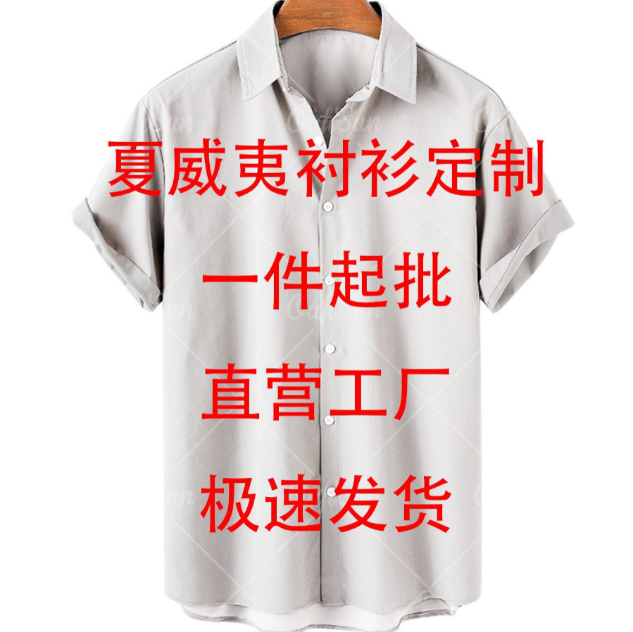 男士衬衫定制跨境外贸夏威夷欧码3d印花沙滩衬衣多色规格时尚短袖