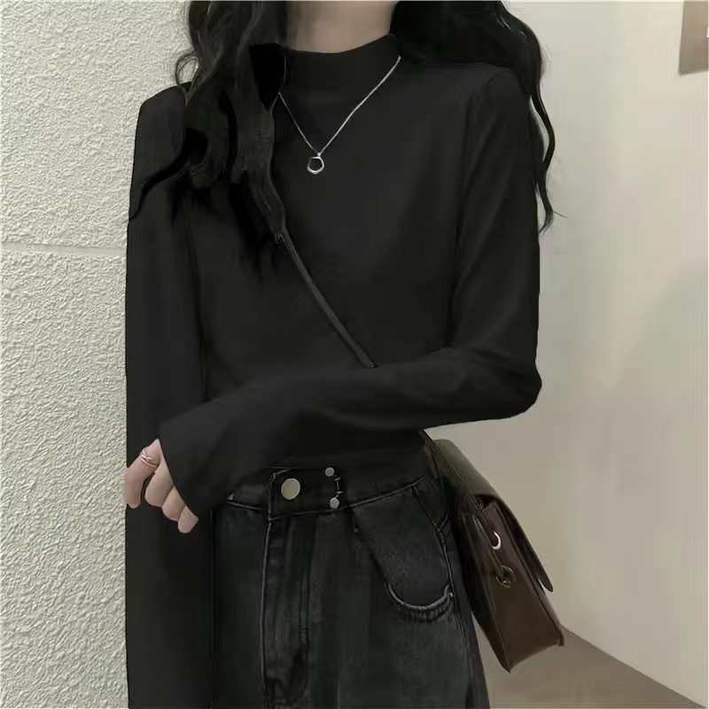 pesado curry doble cara de terciopelo multicolor en una camiseta de terciopelo calentador y camiseta de cuello medio alto de terciopelo camiseta de manga larga mujer image 3