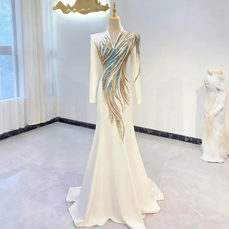 Luxurious host dress, elegant art exam dress, women's vocal solo performance outfit, high-end evening gown for formal occasions Luxurious host dress, elegant art exam dress, women's vocal solo performance outfit, high-end evening gown for formal occasions