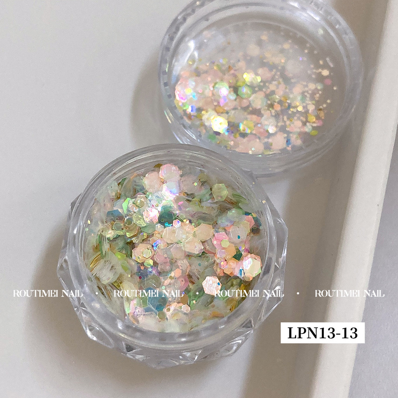 美甲新款亮片粉高级百搭款式ins韩式风格20色套装多边形亮片闪粉|undefined