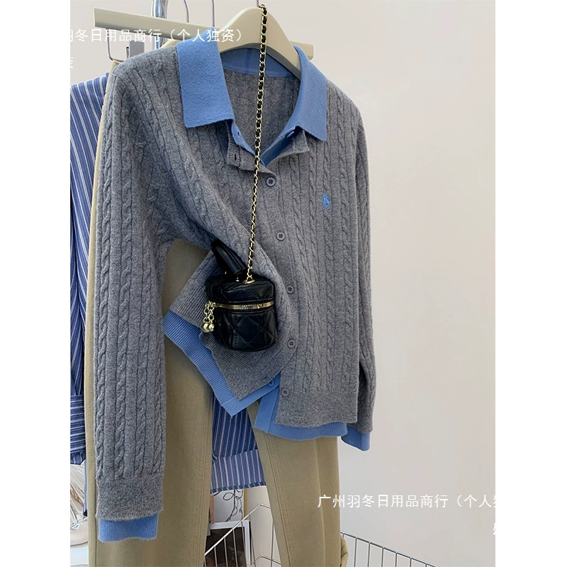 Вязаный женский свитер серого цвета в стиле Chanel из искусственного меха, короткий кардиган для миниатюрных фигур, осенне-зимний европейский стиль.