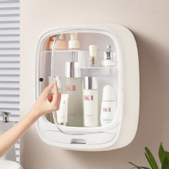 壁掛け化粧品収納ボックス、ハイエンドのバスルーム収納棚、スキンケア製品パンチフリー防水収納ラック