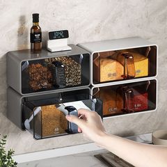 廚房壁掛式放調料盒組合鹽罐一體糖味精家用大容量防潮調味料盒