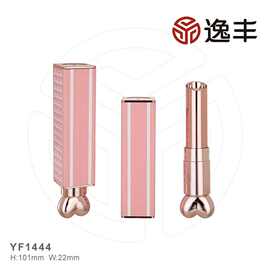 粉色蝴蝶结图案贴皮方盖爱心造型喷镀口红管润唇膏管逸丰工厂包材