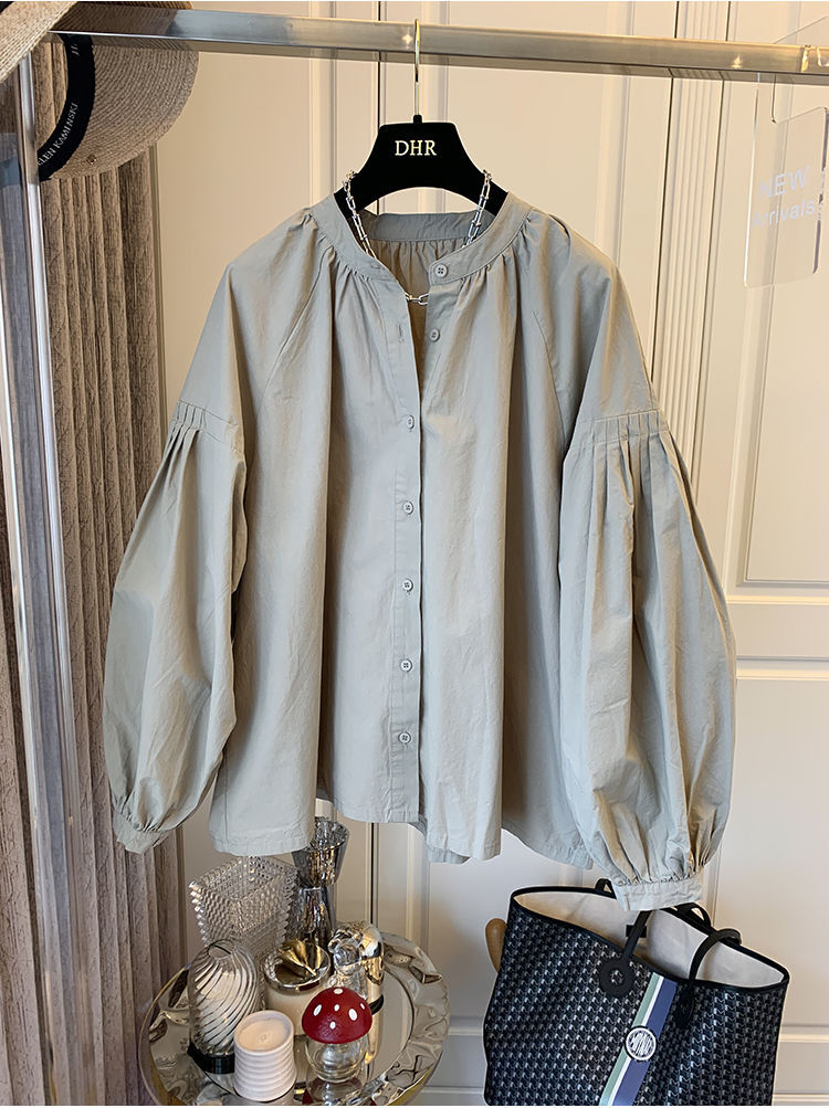 Spring Autumn Nw Womn's Clothing Rtro Frnch Styl Ruchd Puff Slv Loos Shirt Top For Womn Chic And Uniqu_ecoleips.com