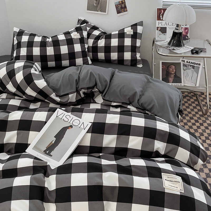 日本式水洗い綿純色四点セットシンプル無印風学生寮純綿三点セット純綿シーツ