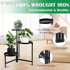 新しい植物フラワースタンド、植木鉢スタンド、屋内外植物スタンド、丸い金属製植木鉢スタンド、鉢植えディスプレイスタンド、緑の植物