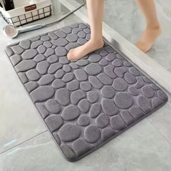 浴室地垫鹅卵石压花洗澡间防滑速干脚垫珊瑚绒地毯家用厕所门垫子