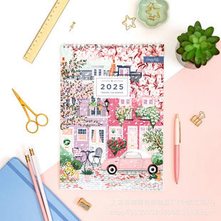 Cross-border hot new creative travel wall calendar2025 year travel calendar calendar month schedule.