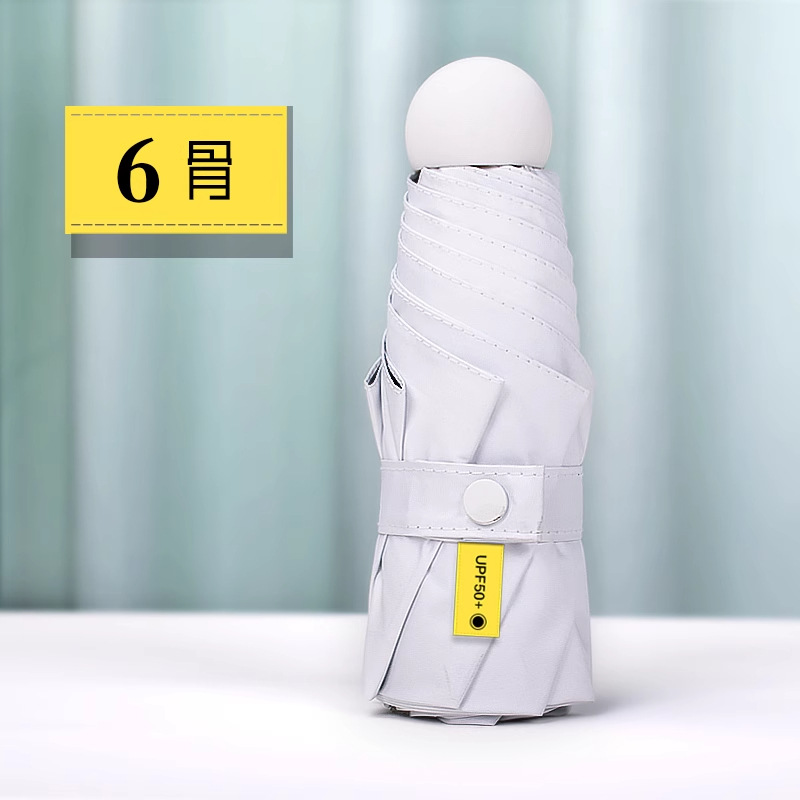 Umbrella de cápsula ultraligera, sombrilla de protección solar gruesa, sombrilla de doble uso para mujer, mini cinco sombrillas plegables al por mayor personalizadas