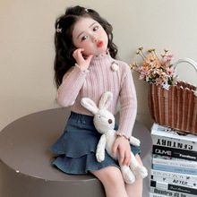 女童毛衣秋冬2025新款儿童洋气时髦秋装宝宝针织高领秋季打底上衣