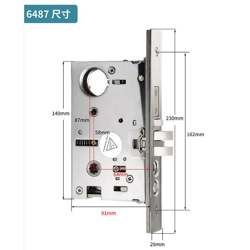 Lelang venta al por mayor reforzado función de bloqueo inverso accesorios de bloqueo de puerta antirrobo American Standard 87 agujero distancia cobre lengua de lujo gran cuerpo de la cerradura