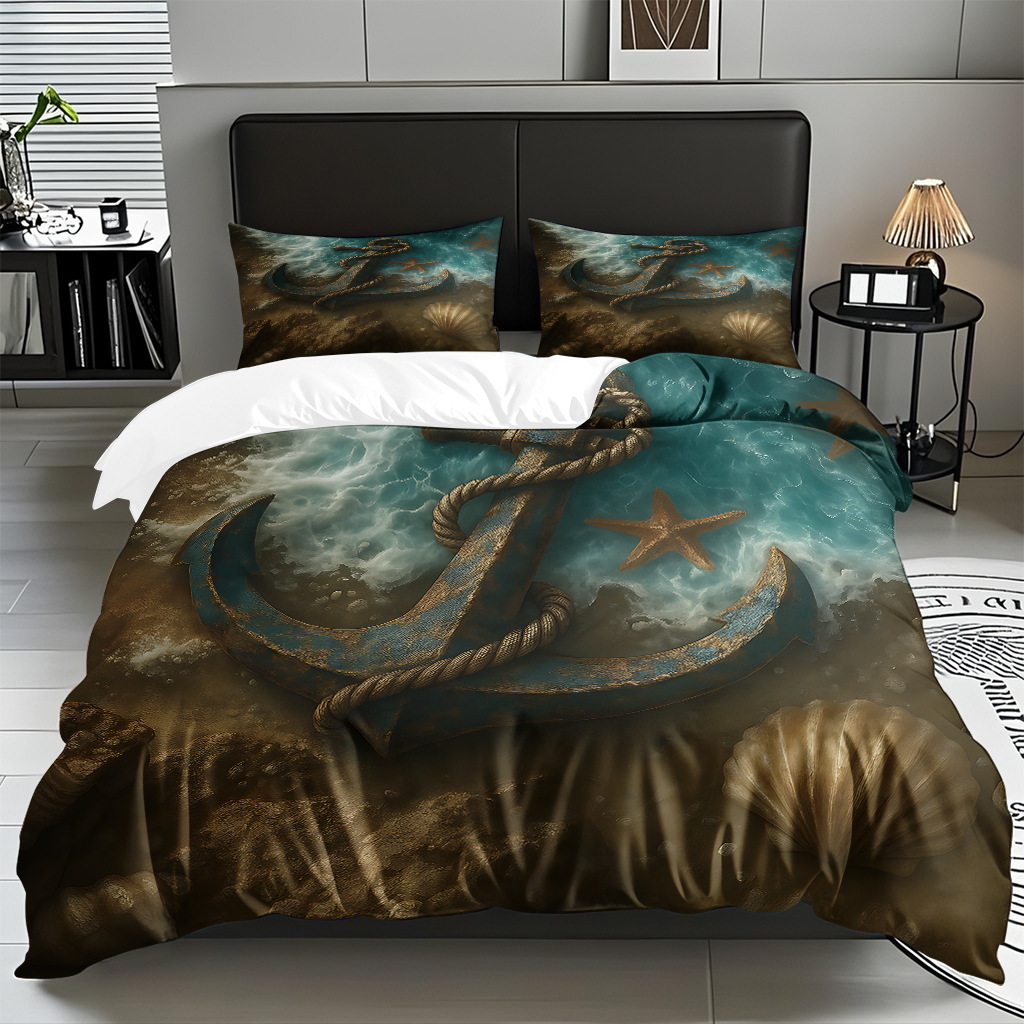 TEMU / JIT Amazonas textiles caseros transfronterizos hermosa vista al mar HD conjunto de edredón de impresión digital para diseñar