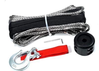 6Mmx 15m Winch Rope Trailer rope/net/strap - 5mm15m-grayhookrubber-blockred-belt150