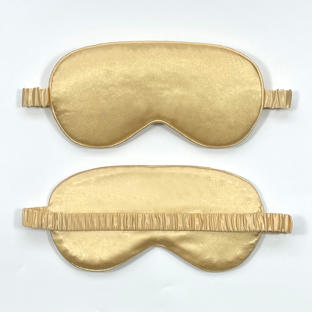 Spot máscara de ojos sombreada de seda de imitación de doble cara soporte logotipo de impresión de seda de morera máscara de ojos con incrustaciones de tedina de intestino grueso