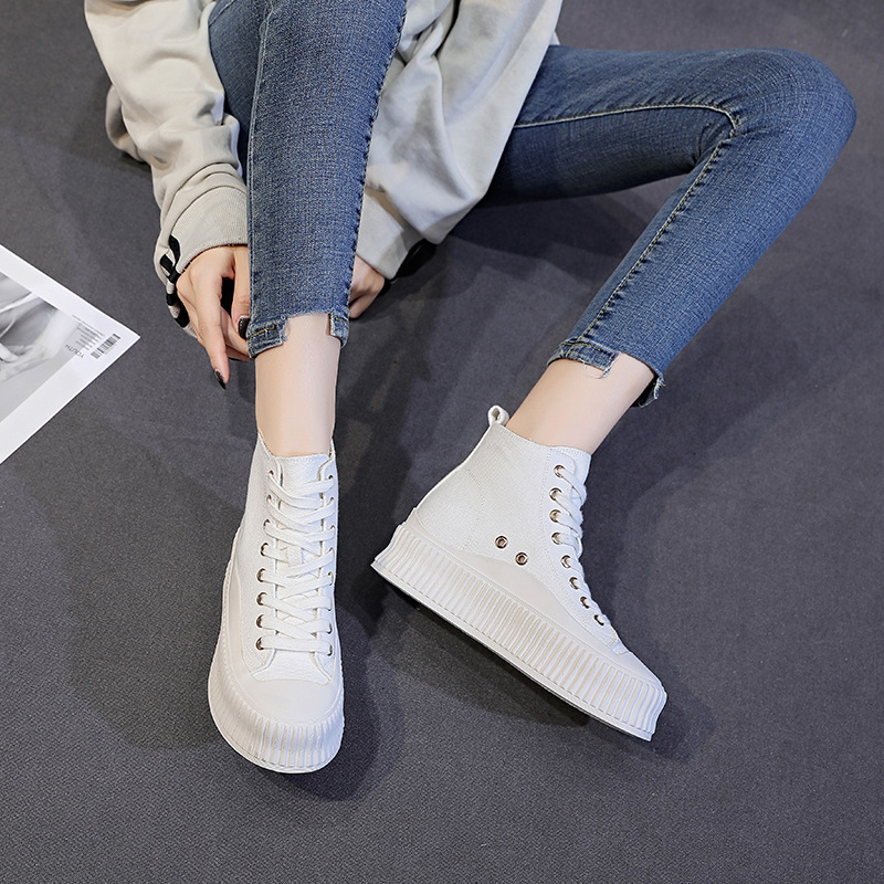 Summer thick sole sponge cake casual shoes with elevated canvas shoes, casual sports shoes, flat bottoms, high top, and_voghion.com