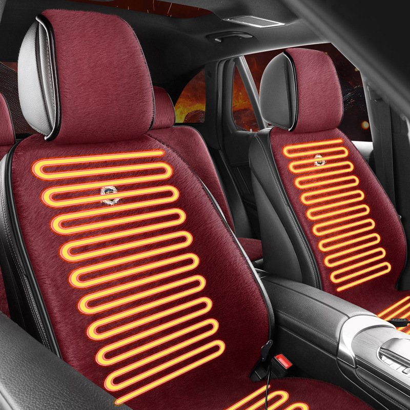Qìchē Classic Simple Thickened Mink Car Seat Cushion 12V 24V Heated Blanket (Multi-function pad) - single-driver-seat-standard-edition