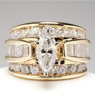 Wish cross-border e-commerce supply women's rings European and American fashion engagement jewelry shines diamonds