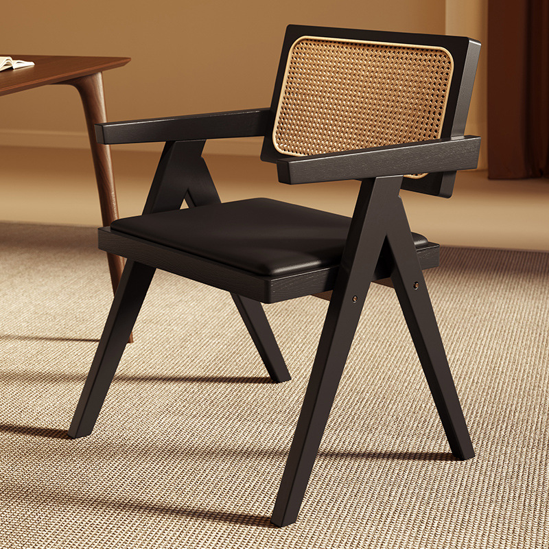 Silla Chandigarh silla de comedor de madera maciza silla de estilo medieval casera silla silla de té silla de mesa de comedor de caña silla