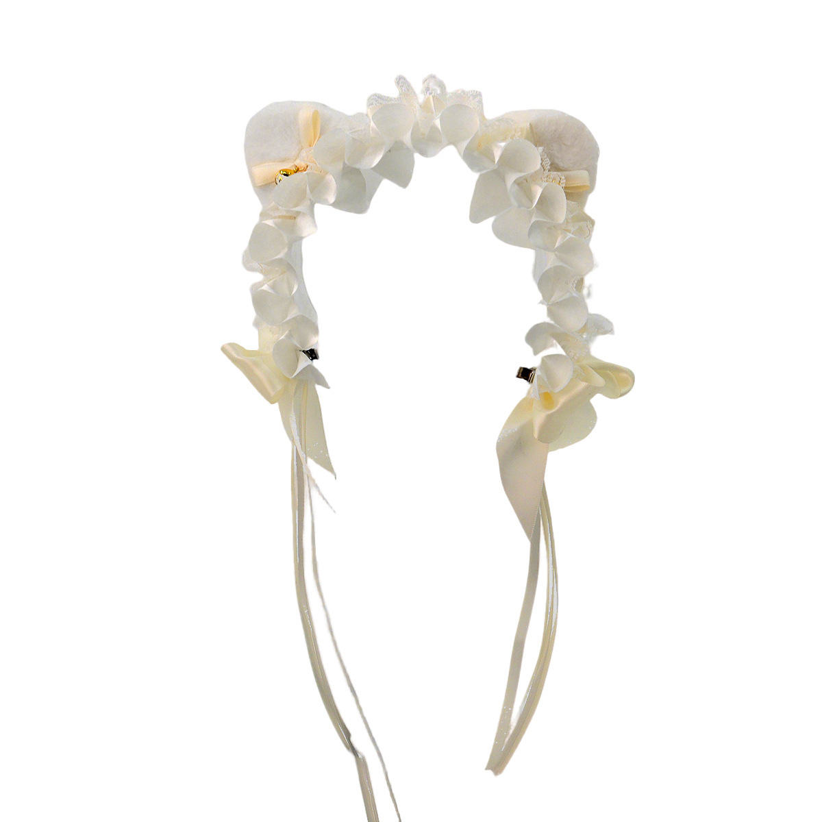 Lolita orejas de gato adornamiento de cabello arco campana de encaje borde clip de cabello banda de malla pulsera de hilo orejas de animales correa de cabello