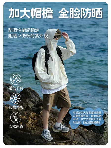 Sun Protection Clothing for Men and Women, Lightweight and Breathable Large Brim Sun Protection Clothing, Outdoor Upf50+ Anti-Uv Cool Skin Clothing