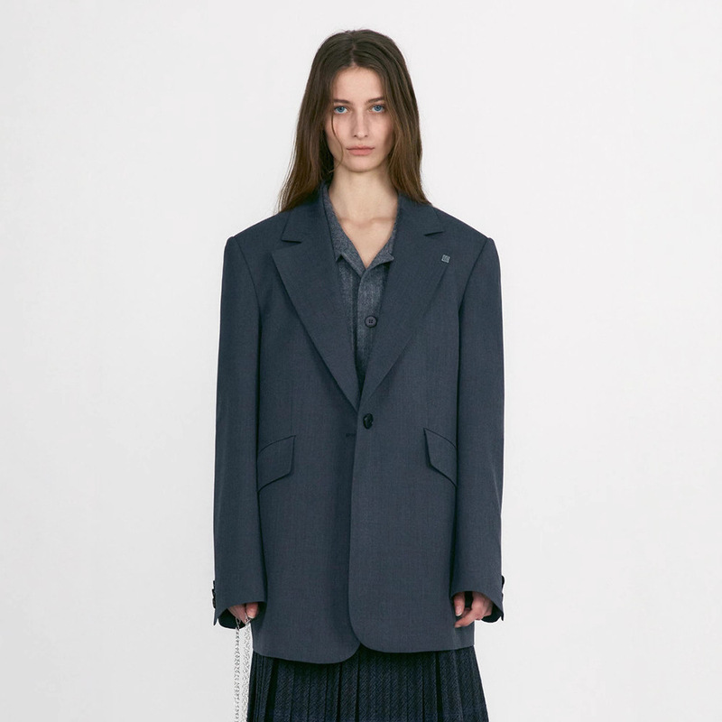 In-Stock One-Button Wool Blazer for Women, Autumn Fashion Design, Loose Fit, Slimming Effect, Korean Style, Low-Key Classic