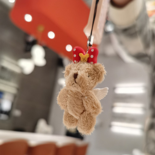 Handmade angel bear plush keychain student doll cute bag pendant creative gift jewelry mobile phone chain