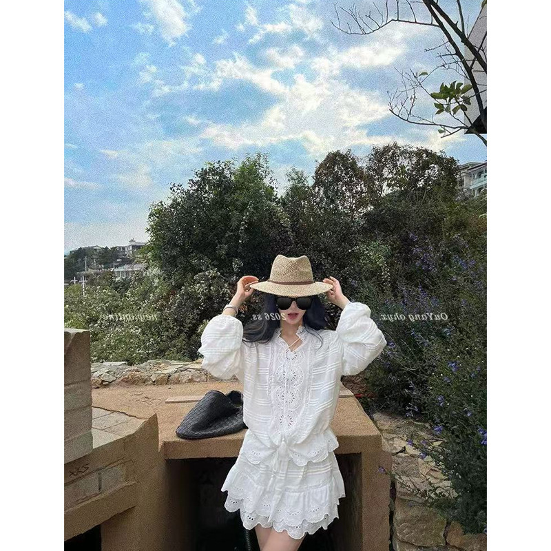 Ouyang's'Pure Madrid' Southern French Vibe! Breathable Tencel Linen + Embroidered Lace Shirt Ouyang's'Pure Madrid' Southern French Vibe! Breathable Tencel Linen + Embroidered Lace Shirt