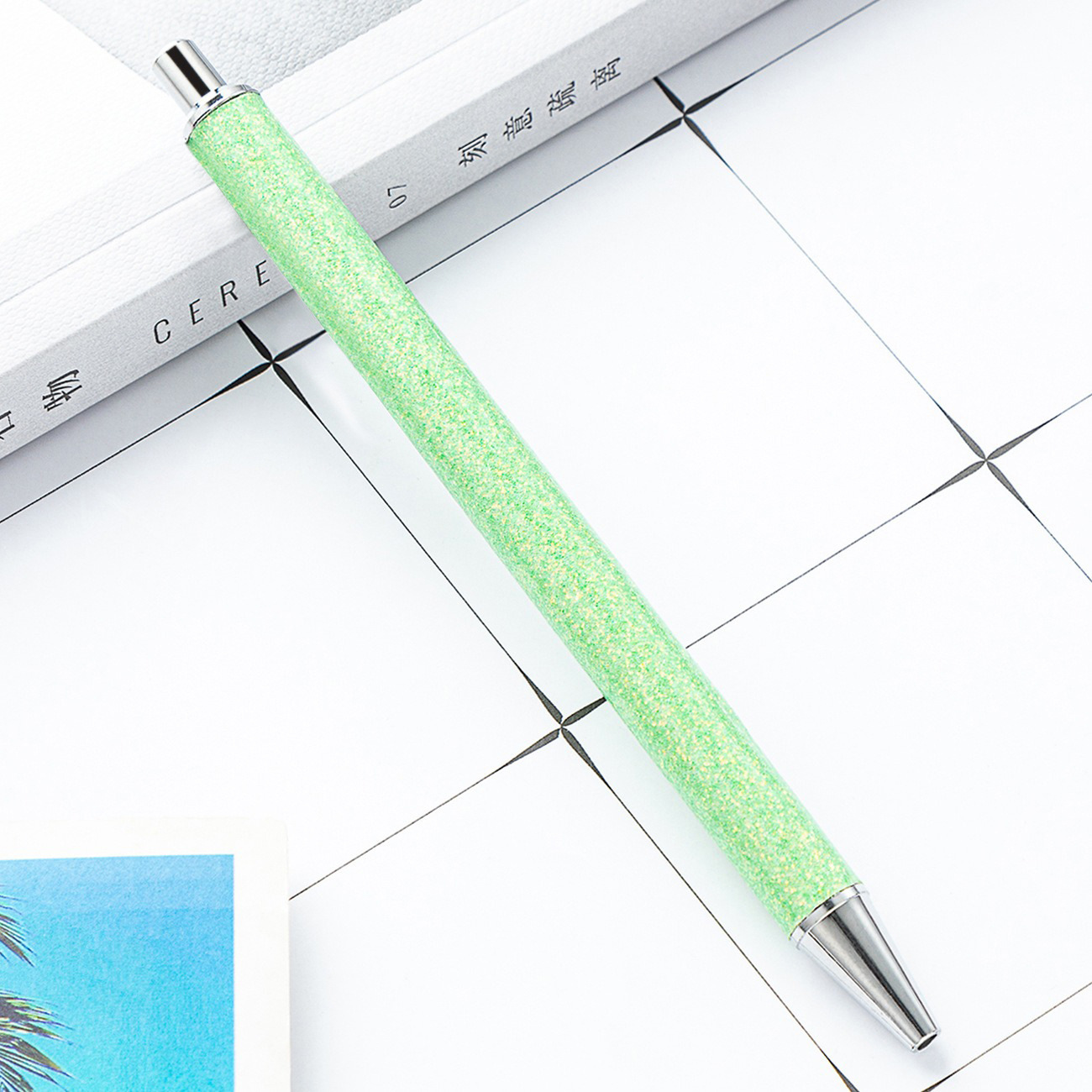 Presione el bolígrafo de polvo de oro al por mayor prepucio pu Glitter pen logotipo imprimible creativo multicolor Bolígrafo De Metal