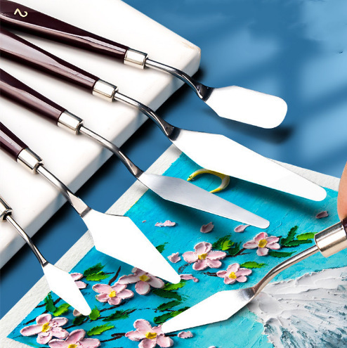 Borens oil painting knife set art paint special wooden handle palette knife children's clay modeling oil pastel scraper