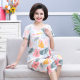High-end 45 cotton silk pajamas women's suit cropped pants summer thin middle-aged and elderly mother short sleeve home wear Women